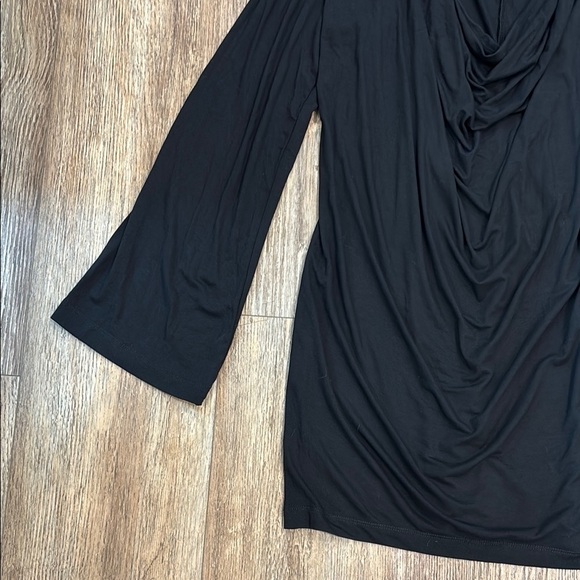 Free People Beach Black Long Sleeve Drape Coverup Swim Dress Women's Size Large - Picture 6 of 9